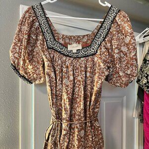 Cleobella Boho Floral Puff Sleeve Mini Dress XS NWOT